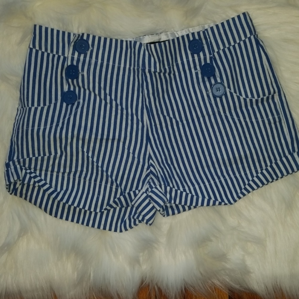 On Fire/American Brand blue & white striped shorts